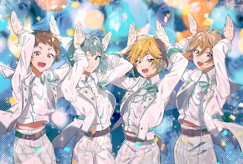 偶像梦幻祭, Nazuna Nito, Tomoya Mashiro, 紫之创, Mitsuru Tenma, 是可爱的男孩子！, bunch of angels, rabbit-ears pose, Ensemble Stars! 1,000+ bookmarks