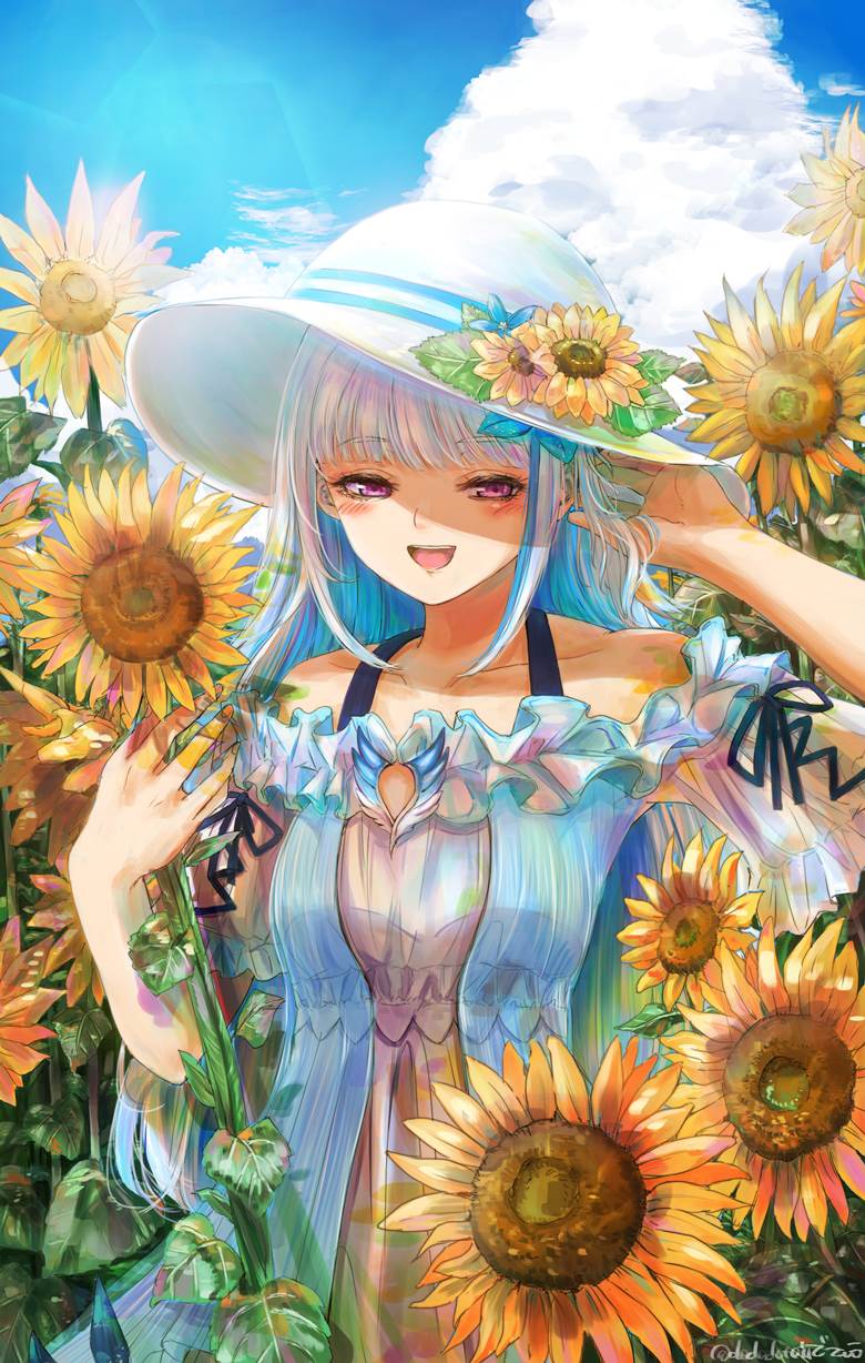 莉泽·赫露艾斯塔, 彩虹社, Helesta fanart, 向日葵, 夏天, Virtual Youtuber 100+ bookmarks, 虚拟youtuber