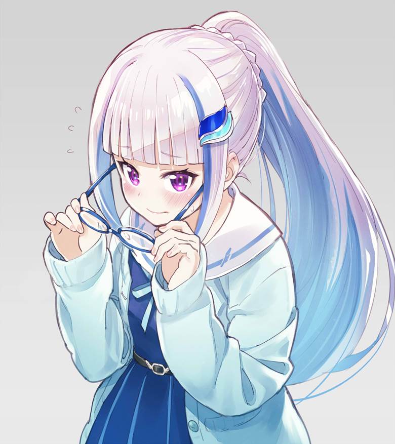 虚拟主播, 彩虹社, 莉泽·赫露艾斯塔, Helesta fanart, embarrassed face, 眼镜, 马尾, Virtual YouTuber 1000+ bookmarks