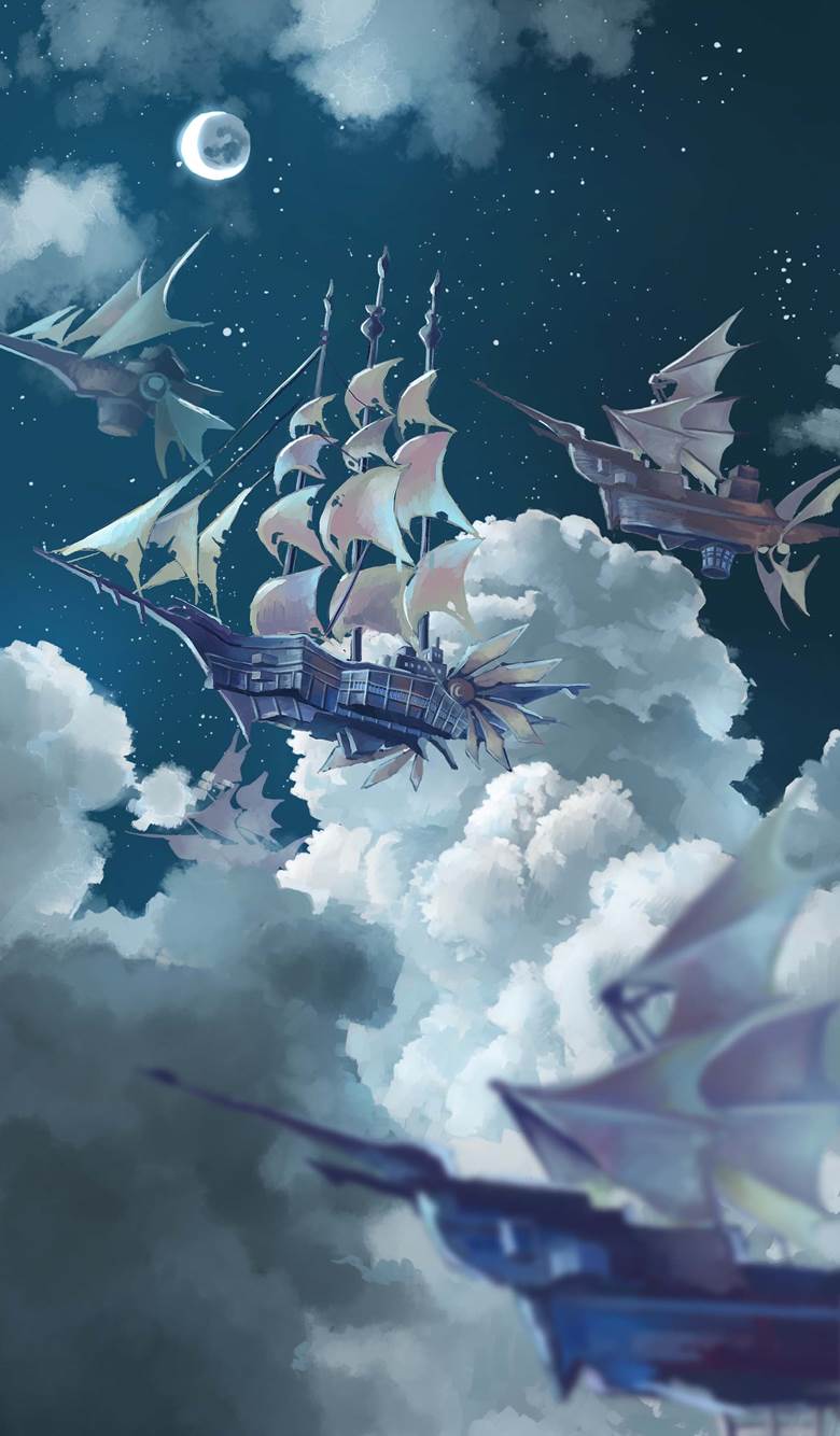 空の船|こめこ的Pixiv高清风景插画图片 | BoBoPic