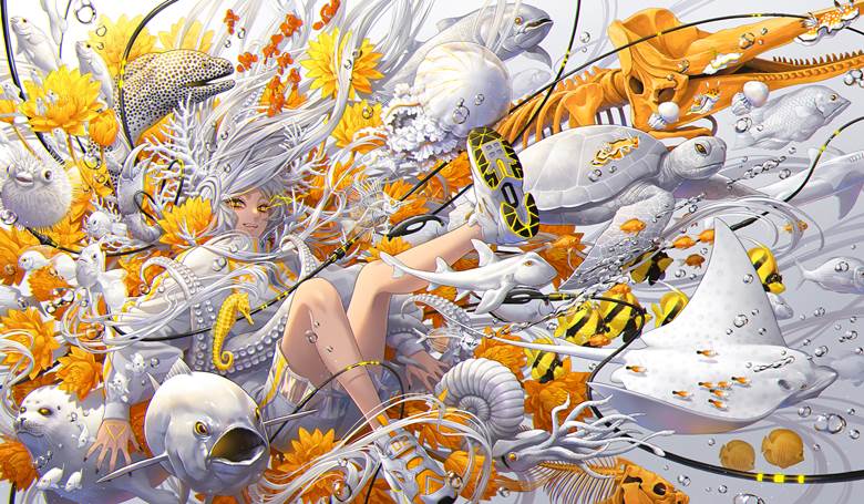 原创, sea, turtle, 鱼, marine life, 水下, under the sea, 花和女孩子, 原创1000users加入书籤