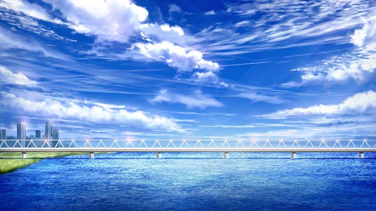 川と桥|セン的桥梁风景插画图片
