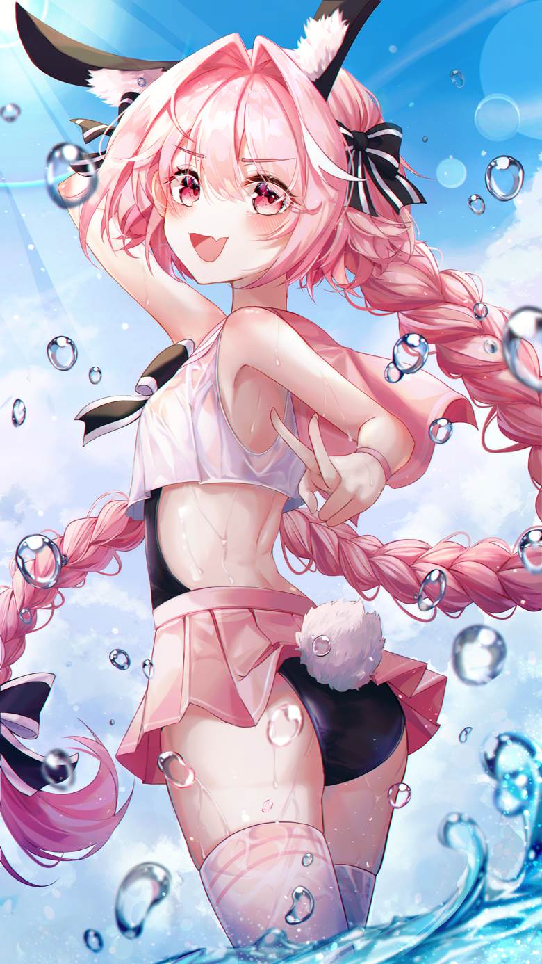 阿斯托尔福, 阿斯托尔福（Fate）, water, 伪娘, sea, 泳装, 兽耳