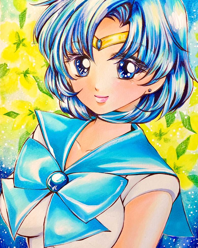 美少女战士, 水手月亮, copic马克笔, mizuno ami, 水兵水星, 手绘, Sailor Moon 100+ bookmarks