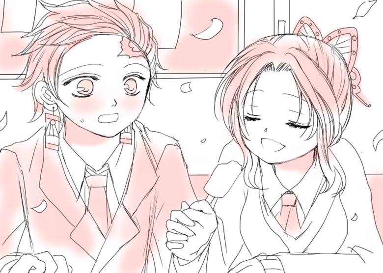 鬼灭学园, 鬼灭之刃, 炭治郎×忍, 灶门炭治郎, 蝴蝶忍, Demon Slayer: Kimetsu no Yaiba 1000+ bookmarks, Demon Slayer 500+ bookmarks