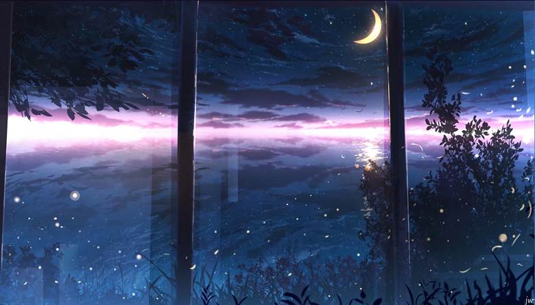 星月の秘湖|画师JW的风景插画图片