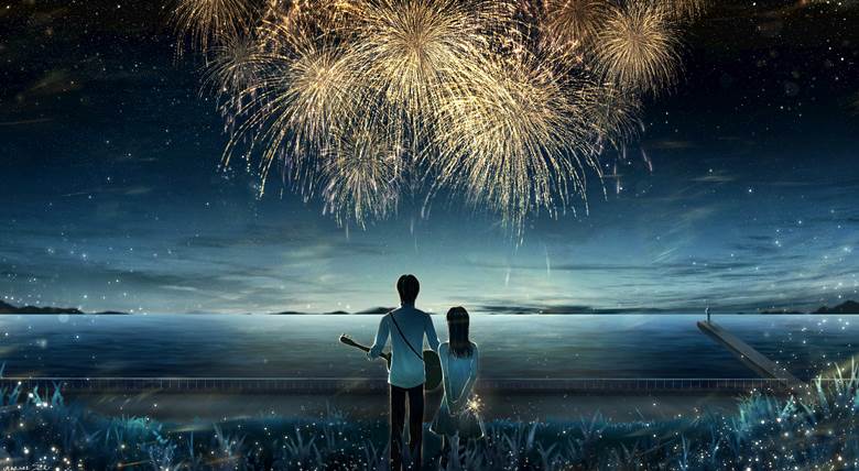 原创, 焰火, 夏天, sky, 风景