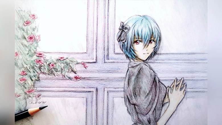 traditional, evangelion, eva, color pencil, neon genesis evangelion, rei ayanami, gothic lolita, Evangelion Battle Illustration Contest