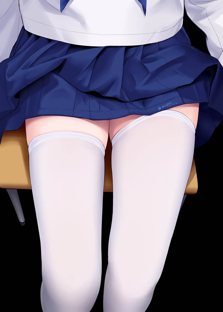 蓝色短裙的动漫同人插图，pixiv里的精选