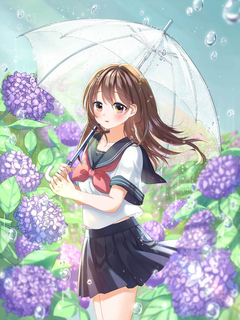 梅雨明け ほしまる的紫阳花插画图片 Bobopic