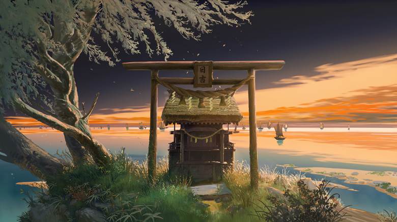 original works, 插画, 原创, 风景, 原创, background, shinto shrine