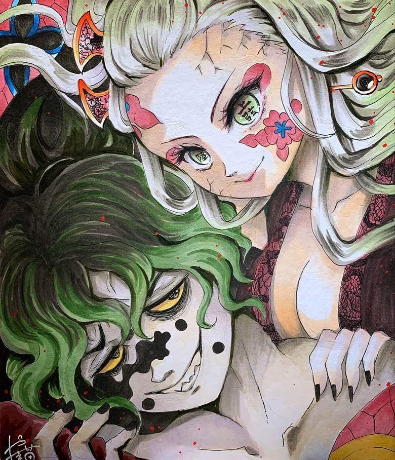 鬼灭之刃, 堕姬, Gyutaro, shishiki board, copic马克笔