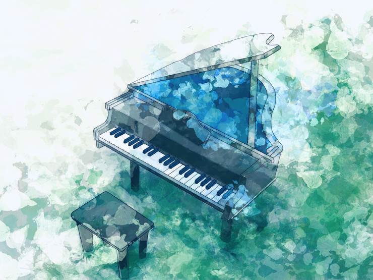 夏阴ピアノを弾く/ヨルシカ|熊谷のの的弹钢琴pixiv插画图片