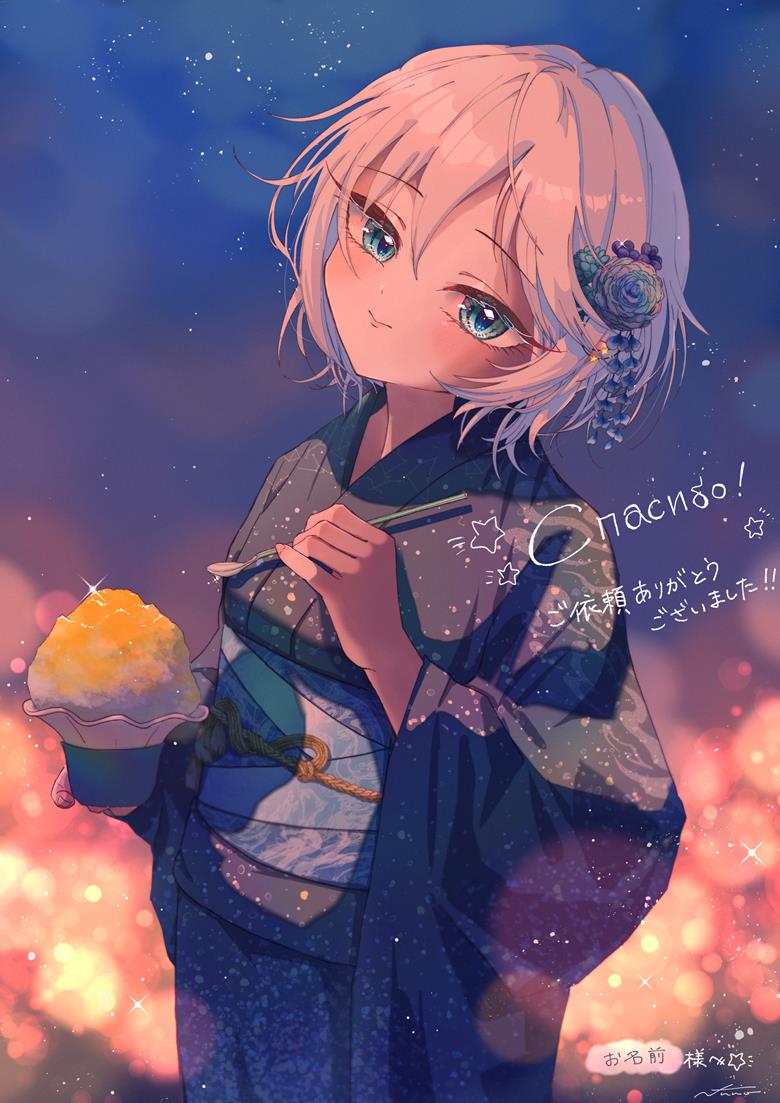 The Idolmaster: Cinderella Girls, Anastasia (Cinderella Girls), Anastasia, yukata, fireworks, summer festival, over 100 bookmarks in The Idolmaster, shaved ice