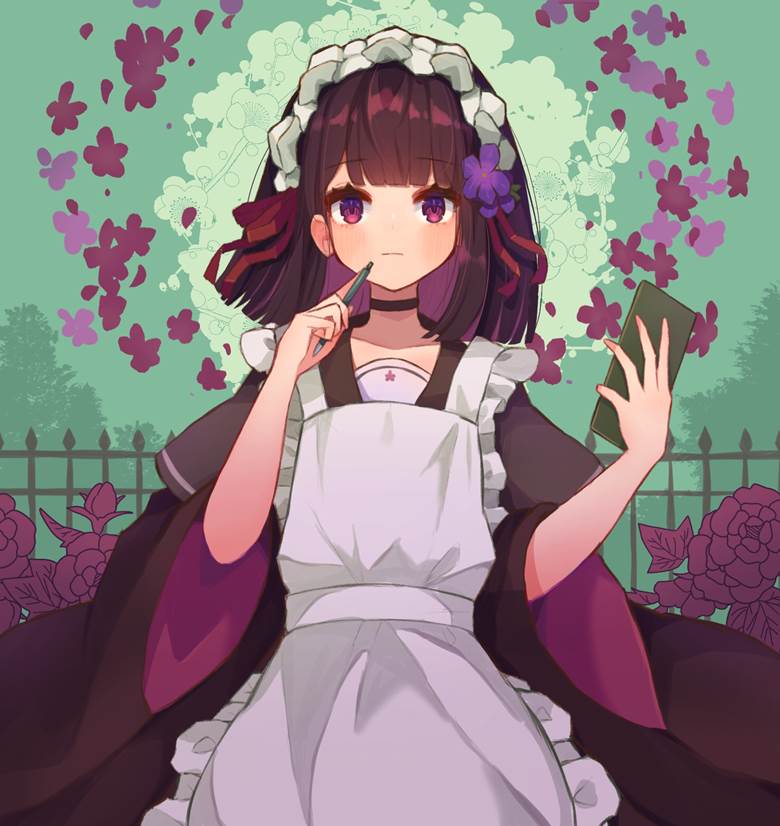 black sailor uniform, apron, girl, black hair, sailor uniform, maid uniform, original, inner color, Original 250+ bookmarks