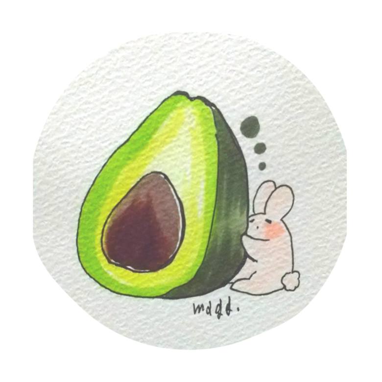 插画, 原创, 兔子, 手绘, copic马克笔, flower language, avocado, 蔬菜