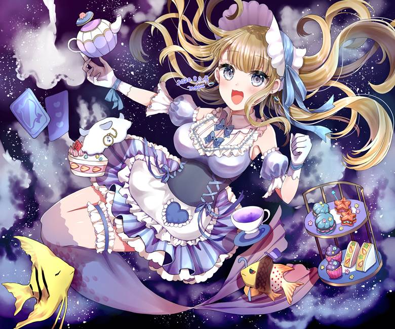 原创, 女孩子, 原创, 人鱼, tea time, afternoon tea, cake stand, cute mermaid