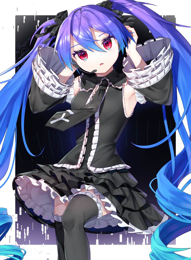 hatsune miku, gothic lolita, Vocaloid 500+ Bookmarks, red eyes