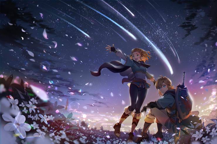 塞尔达传说, 旷野之息, 林克, 塞尔达, 流星, 林克×塞尔达, 塞尔达传说 1000收藏, cloak, 塞尔达公主