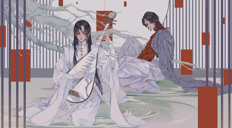 original works, ancient, illustration, drawing on board, 原创, biwa