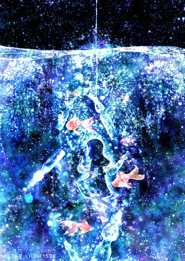 插画, 原创, 女孩子, 水手服, 波子汽水, 金鱼, water surface, Original 300+ bookmarks