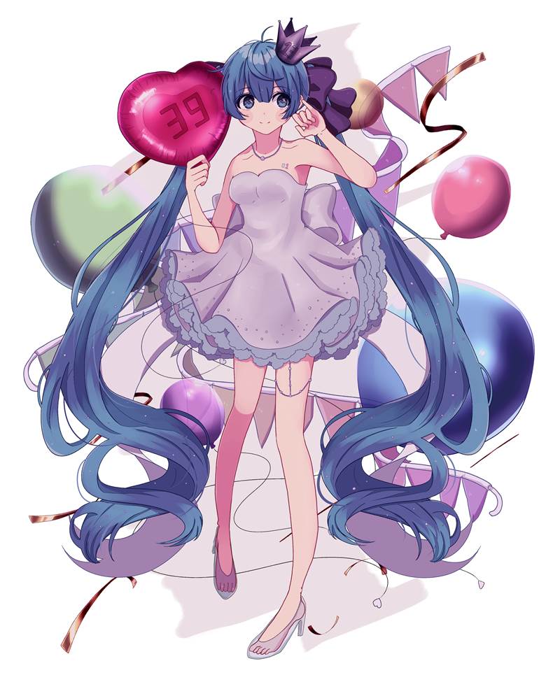 hatsune miku, balloon, Miku must be an angel, twin ponytails, Vocaloid 500+ Bookmarks
