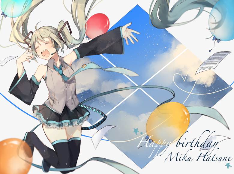 初音未来, 初音未来诞生祭2020, 初音未来生日祭2020, 气球, VOCALOID 500收藏, Miku must be an angel, 这个初音真美好