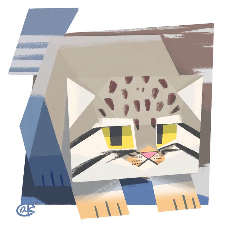 野猫|插画师からす商的动物插画图片