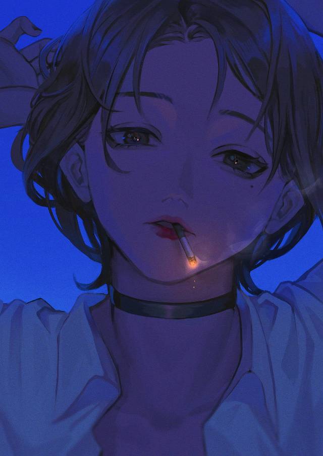 原创, 女孩子, 黑发, tobacco, 项圈