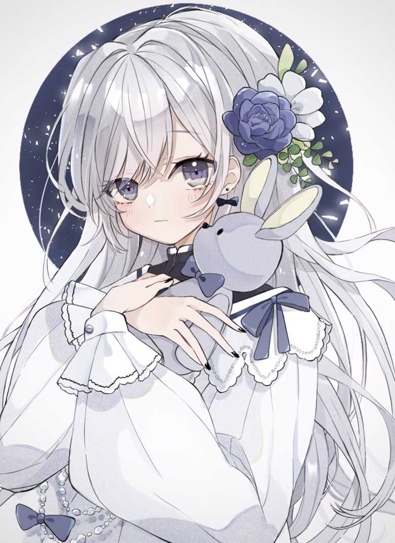 女孩子, 原创, 美甲, 穿洞, plush rabbit, flower decoration, 原创3000收藏