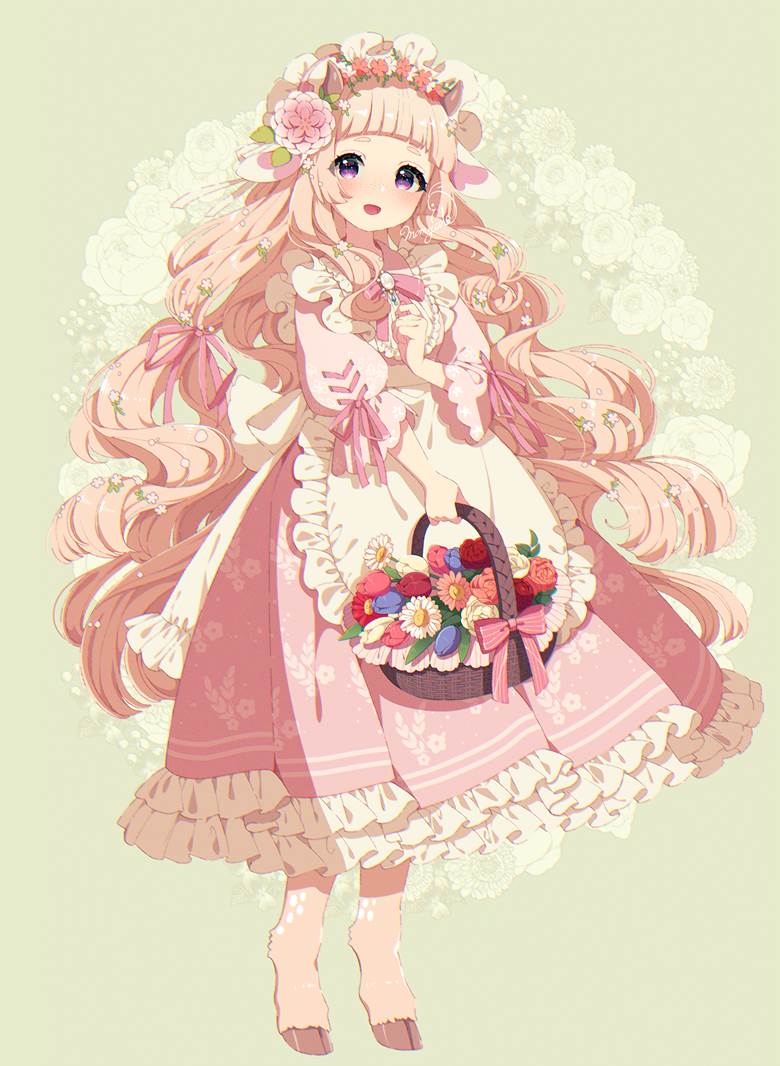 girl, commission, apron dress, lolita