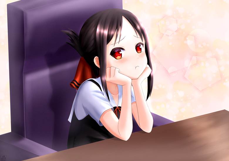 辉夜大小姐想让我告白~天才们的恋爱头脑战~, 四宫辉夜, chin resting, pouting