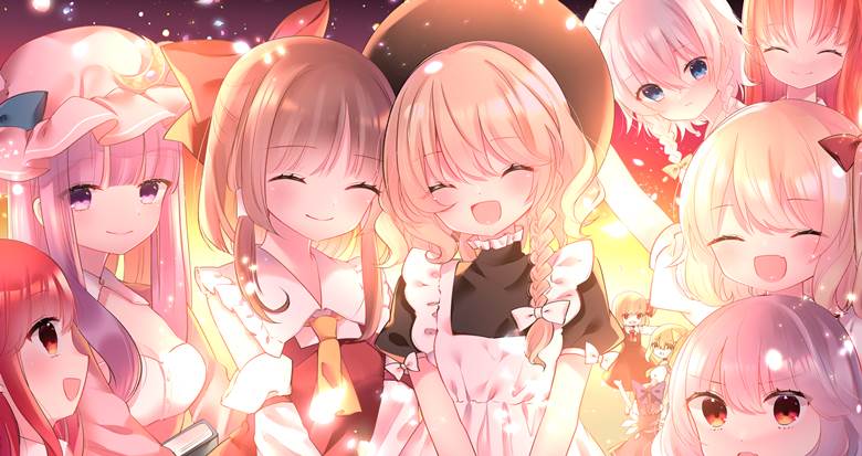 东方Project, 博丽灵梦, 雾雨魔理沙, 芙兰朵露・斯卡蕾特, 蕾米莉亚·斯卡蕾特, 帕秋莉·诺蕾姬, sakuya izayoi, 红美铃