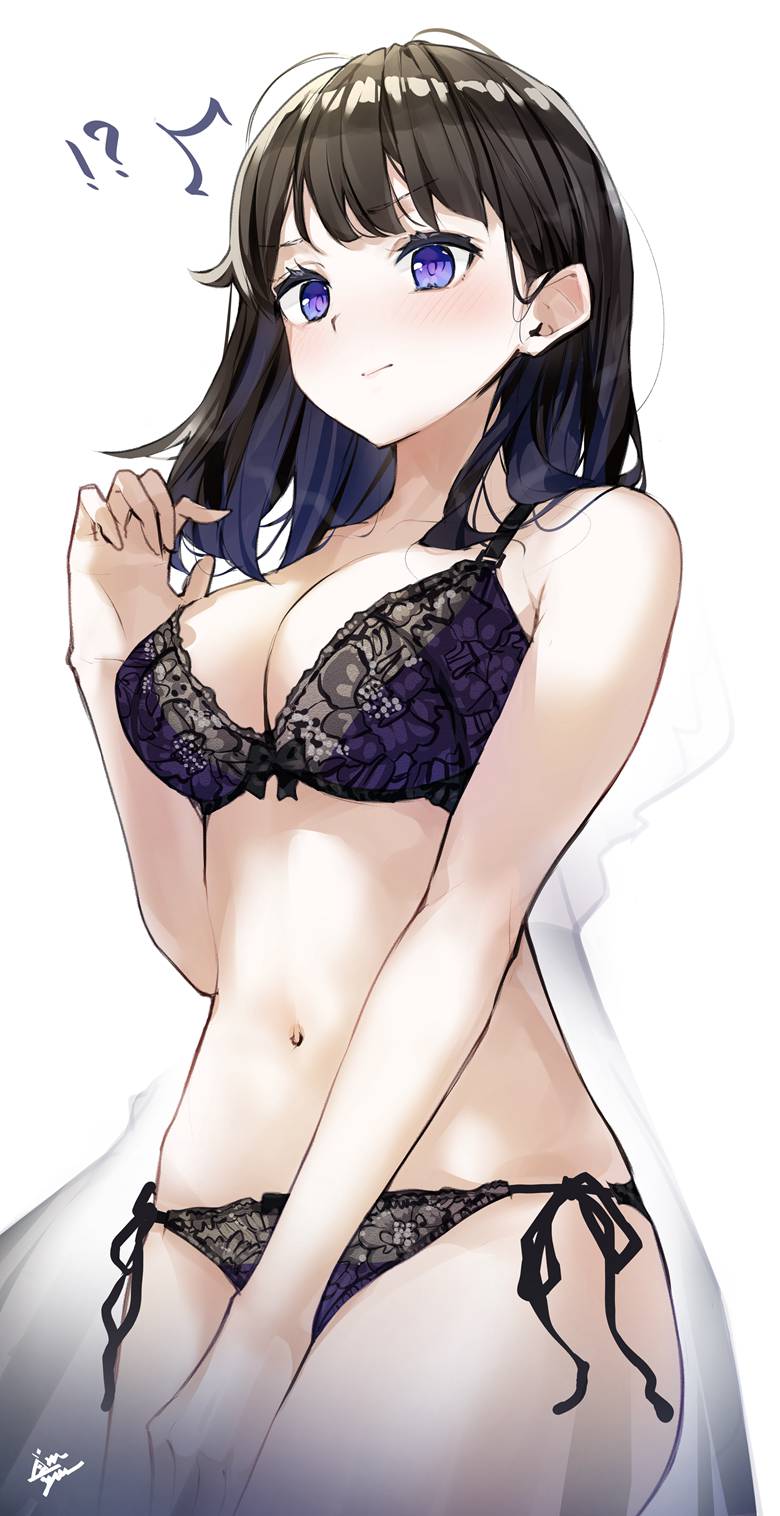 large breasts, 女式内衣, 女高中生, 女孩子, 原创, 系带内裤, 黑色内衣, 胖次, 魅惑的乳沟, 胸罩