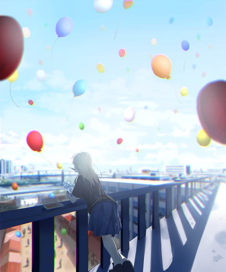 文化祭|朝月みお的气球pixiv插画图片