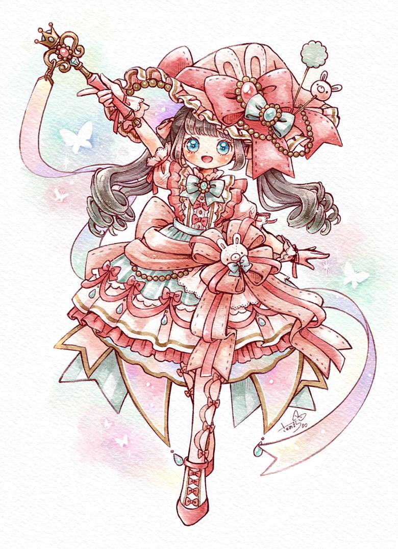 original, creation, girl, ribbon, lolita, witch, magic cane, magic wand, Original 300+ bookmarks