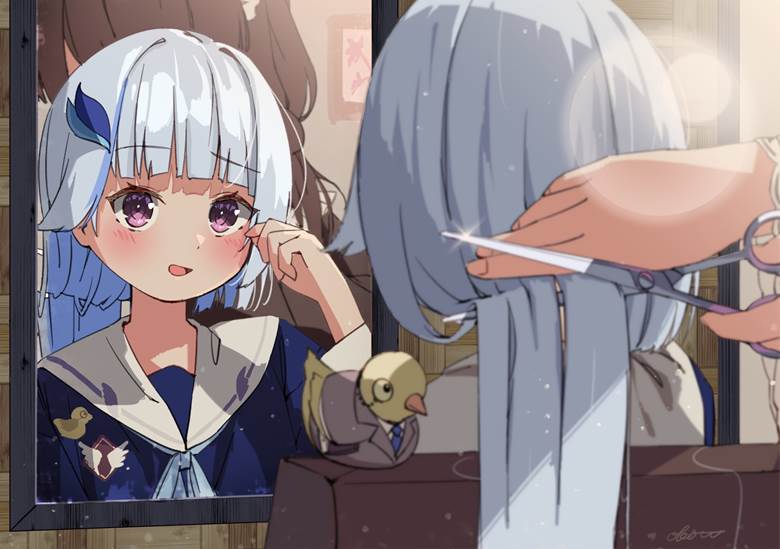 彩虹社, 莉泽·赫露艾斯塔, haircut, scissors, 隔着镜子