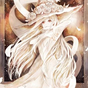 白いバラの魔女|伊砂祐李的玫瑰花与少女插画图片
