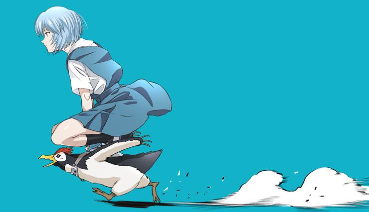 绫波骑着钢笔奔跑|插画师明け方とばり的新世纪福音战士插画图片