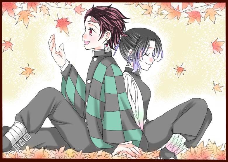 鬼灭之刃, 炭治郎×忍, 灶门炭治郎, 蝴蝶忍, 插画, Demon Slayer: Kimetsu no Yaiba 1000+ bookmarks