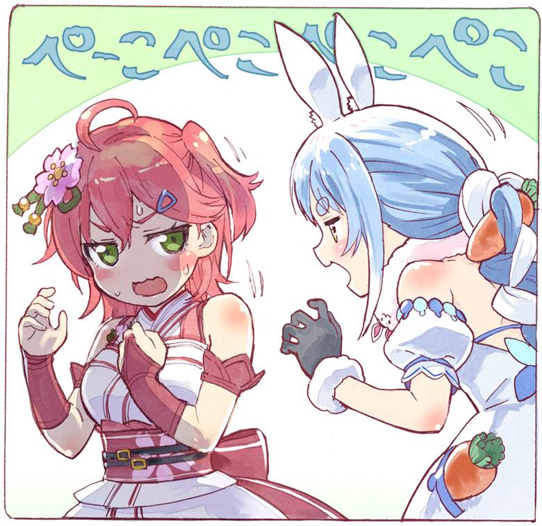 虚拟主播, Hololive, 樱巫女, Usada Pekora, bunny ears, Pekora/Miko, Virtual YouTuber 5000+ bookmarks