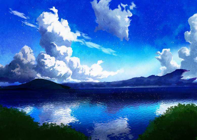 background, clouds, scenery, cumulo-nimbus, summer, water surface, reflection pool