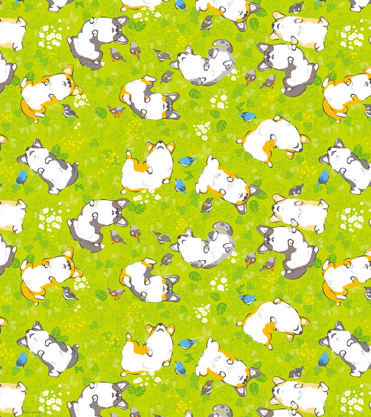 花与柯基、hitaki与柯基twitter日志2020年8月|插画师サカモトリエ的狗类动物插画图片