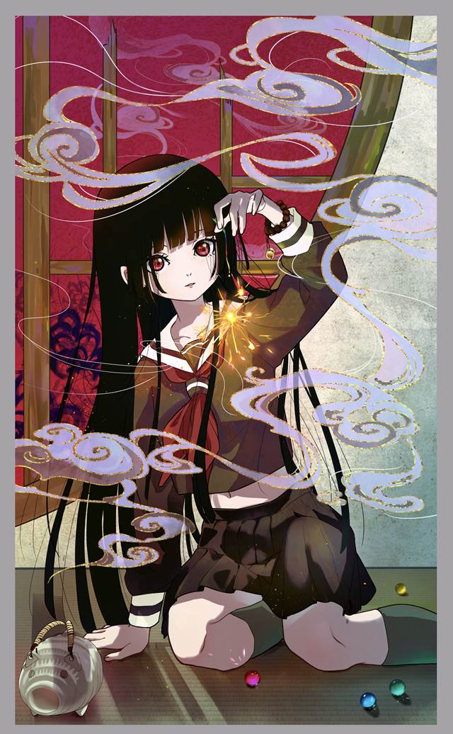 和室,彼岸花,美少女,花火,黑发图片