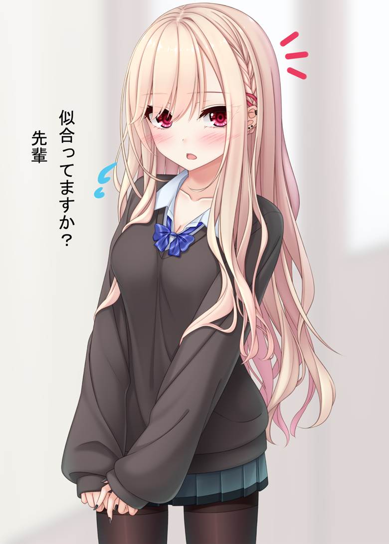 girl, original, black tights, nail polish, piercing, hairstyle change, original 3000+ bookmarks