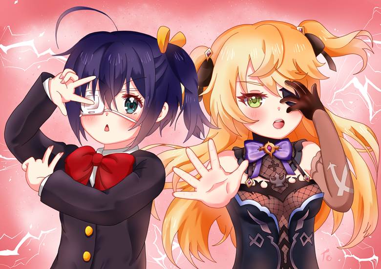 小鸟游六花, Genshin Impact, 菲谢尔（原神）, 声优梗, Maaya Uchida, crossover 300+ bookmarks