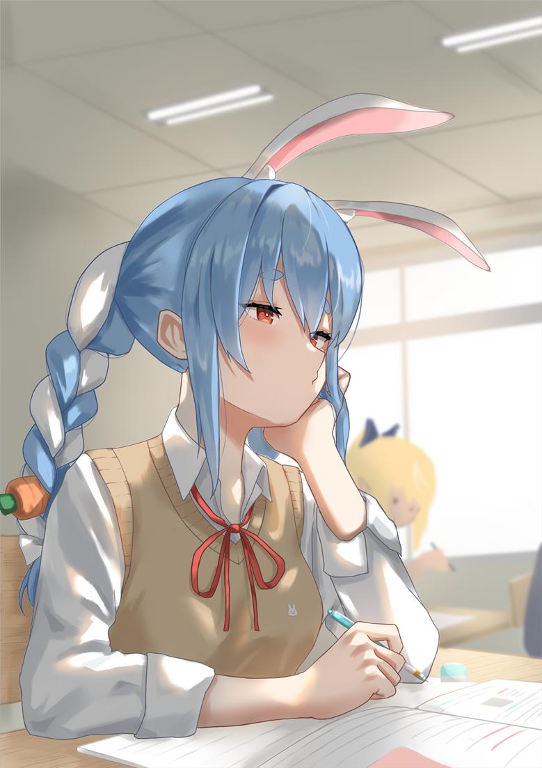 Hololive, 虚拟youtuber, Usada Pekora, bunny ears, uniform, Virtual YouTuber 5000+ bookmarks