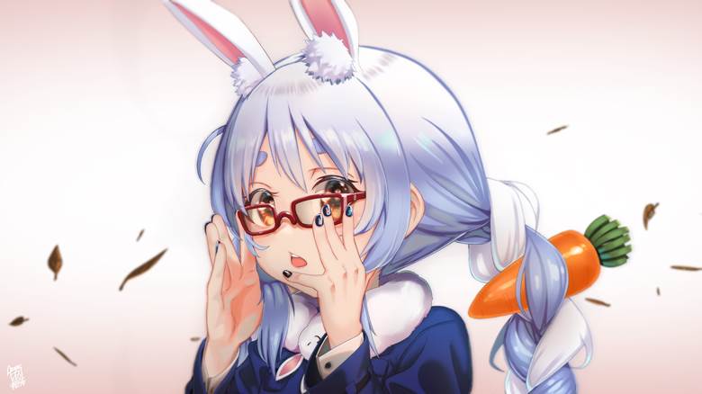 Usada Pekora, Hololive, 虚拟youtuber, 眼镜, bunny ears, nail, 美甲, hand to glasses, Virtual Youtuber 100+ bookmarks
