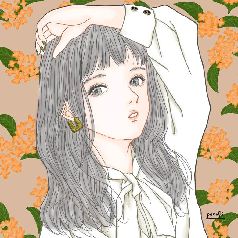 金木犀と恋模様 春河あめ的桂花插画图片 Bobopic