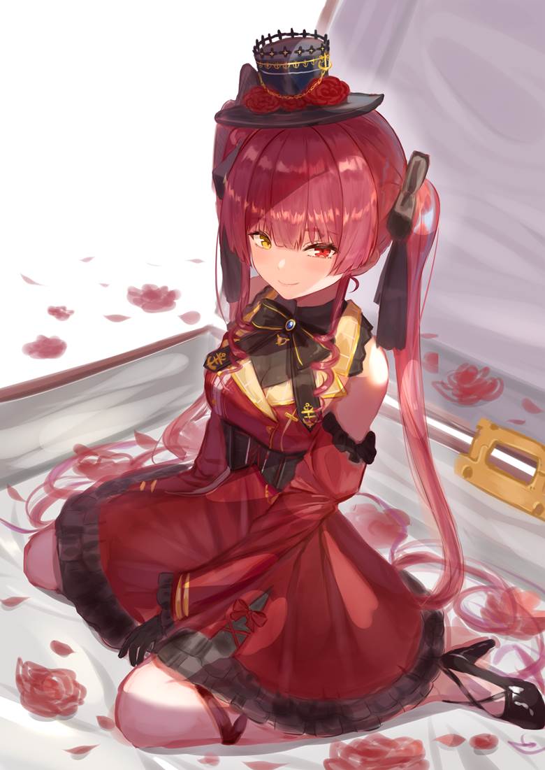 virtual YouTuber, Hololive, Houshou Marine, gothic lolita, heterochromia, Virtual YouTuber 1000+ bookmarks